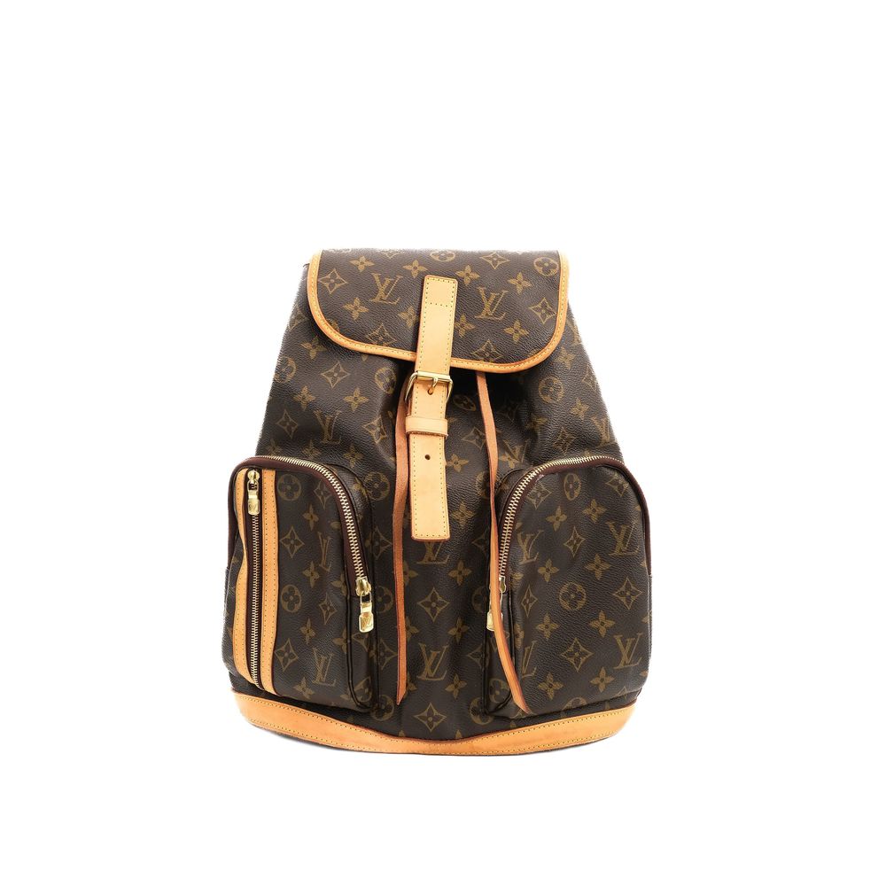 Excellent Louis Vuitton Monogram Orange Leather Backpack for Women